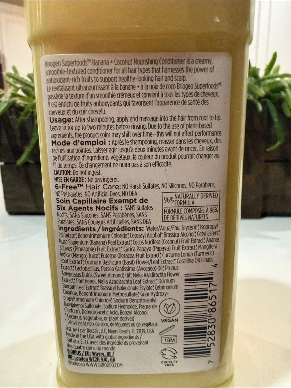 Briogeo Superfoods Conditioner - White Bottle with Gray Text